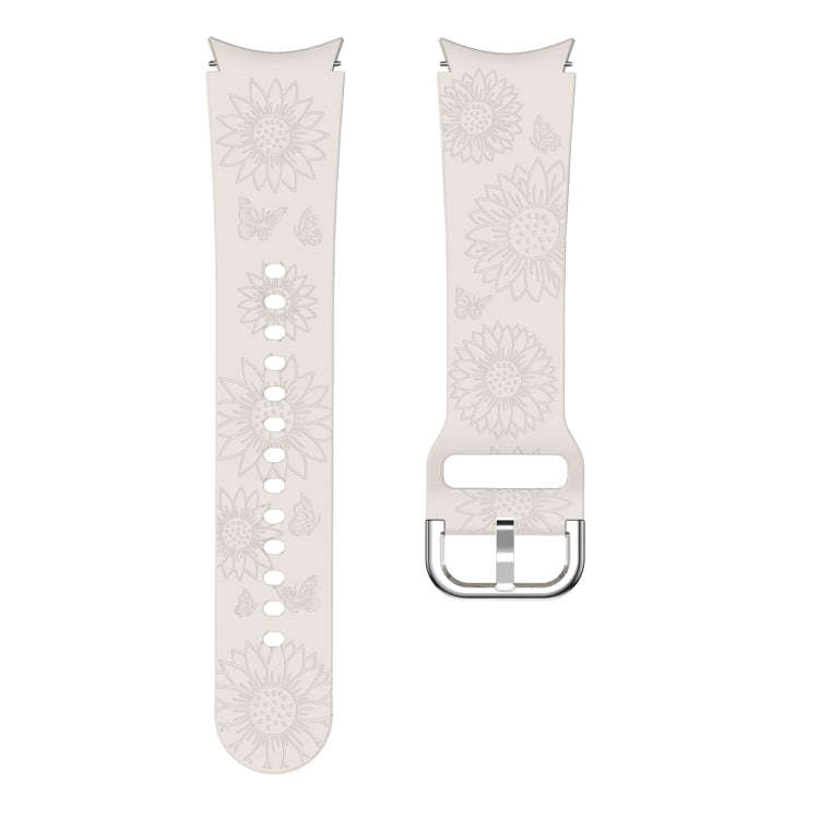 For Samsung Galaxy Watch 6 Sunflower Pattern Embossed Silicone Watch Band(Starlight Color)