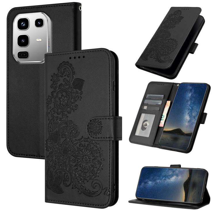 For Infinix Note 50 4G / Note 50 Pro 4G Datura Flower Embossed Flip Leather Phone Case(Black)