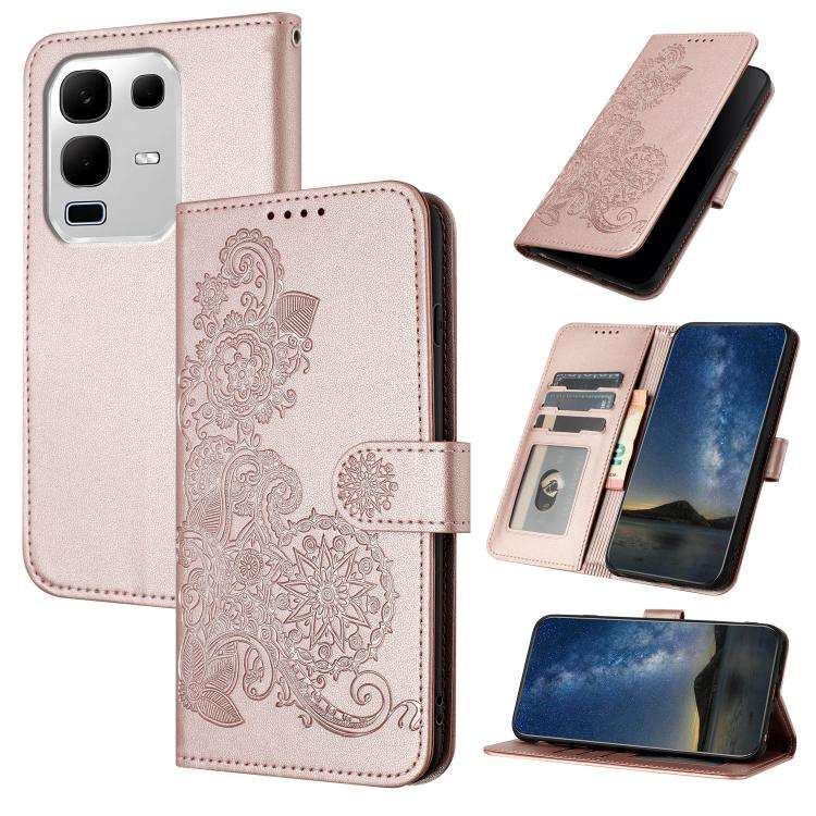 For Infinix Note 50x Datura Flower Embossed Flip Leather Phone Case(Rose Gold)