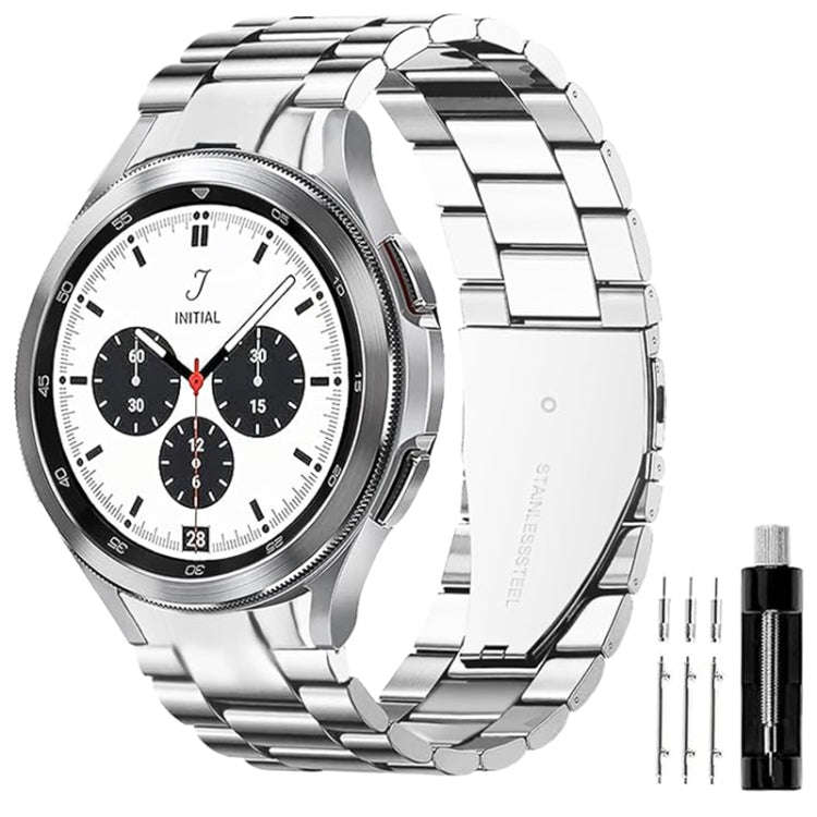 For Samsung Galaxy Watch 6 / 5 / 4 Three Bead Stainless Steel Metal Watch Band(Silver)