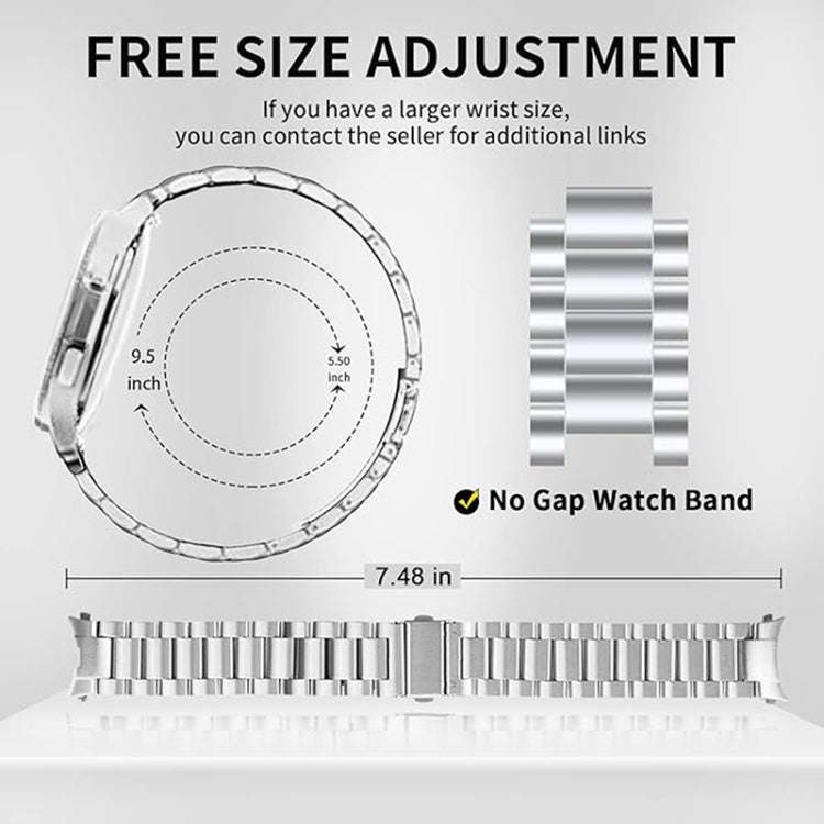 For Samsung Galaxy Watch 6 / 5 / 4 Three Bead Stainless Steel Metal Watch Band(Silver)