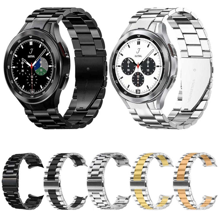 For Samsung Galaxy Watch 6 / 5 / 4 Three Bead Stainless Steel Metal Watch Band(Silver)