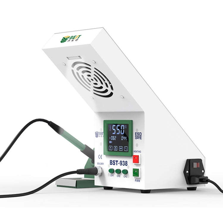 BEST BST-938 LED Electric Iron Smoking Instrument Smoke Purifier Soldering Station with Exhaust F...