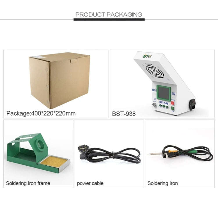 BEST BST-938 LED Electric Iron Smoking Instrument Smoke Purifier Soldering Station with Exhaust F...