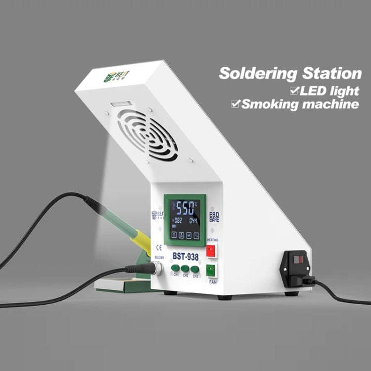 BEST BST-938 LED Electric Iron Smoking Instrument Smoke Purifier Soldering Station with Exhaust F...