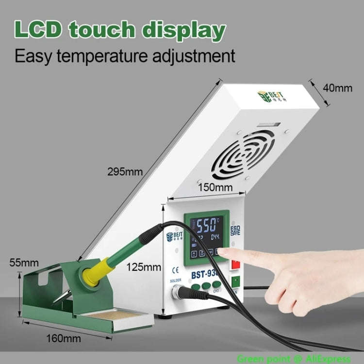BEST BST-938 LED Electric Iron Smoking Instrument Smoke Purifier Soldering Station with Exhaust F...