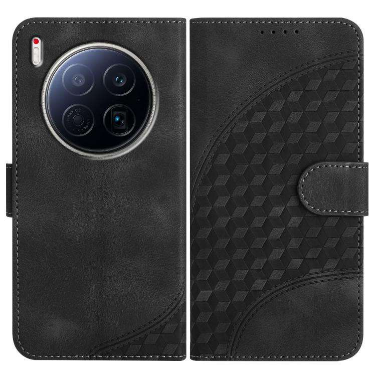 For Tecno Camon 40 Premier Elephant Head Embossed Phone Leather Case with Lanyard(Black)
