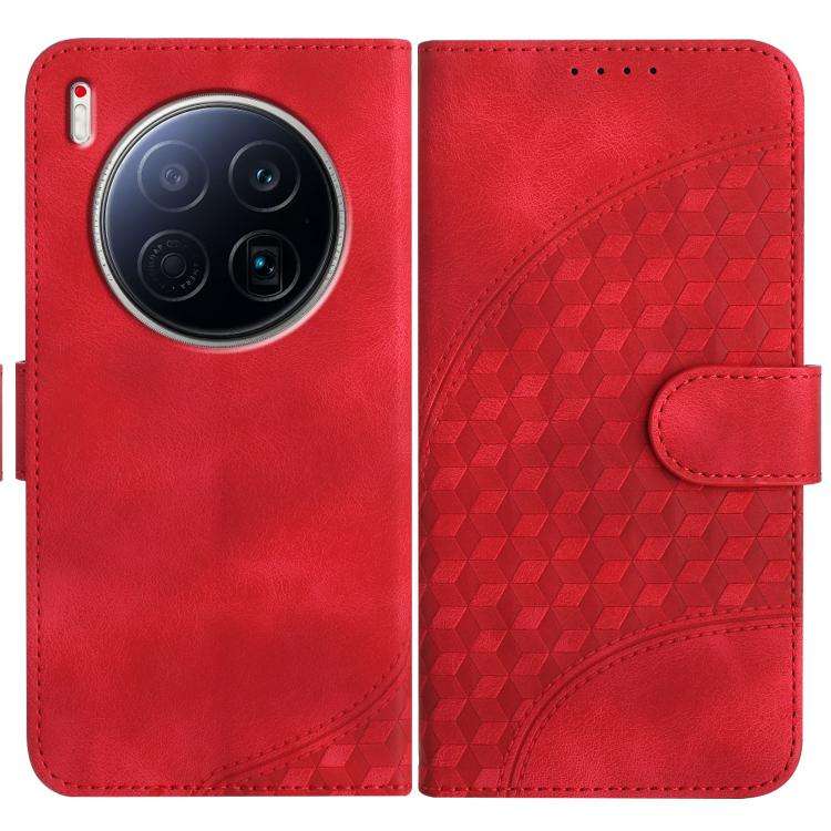 For Tecno Camon 40 Premier Elephant Head Embossed Phone Leather Case with Lanyard(Red)