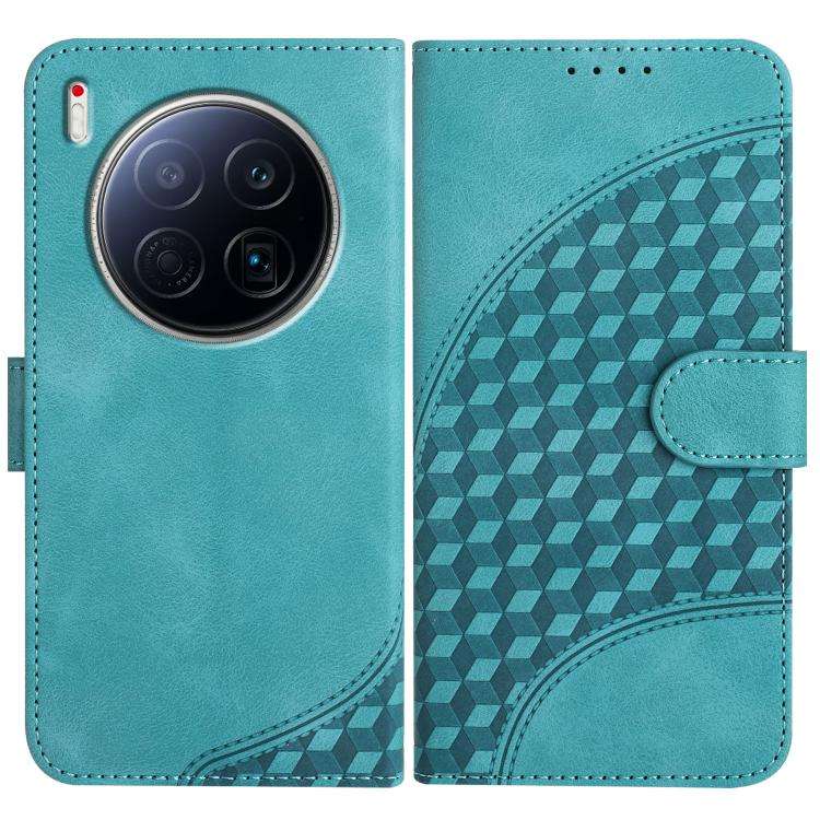 For Tecno Camon 40 Premier Elephant Head Embossed Phone Leather Case with Lanyard(Light Blue)