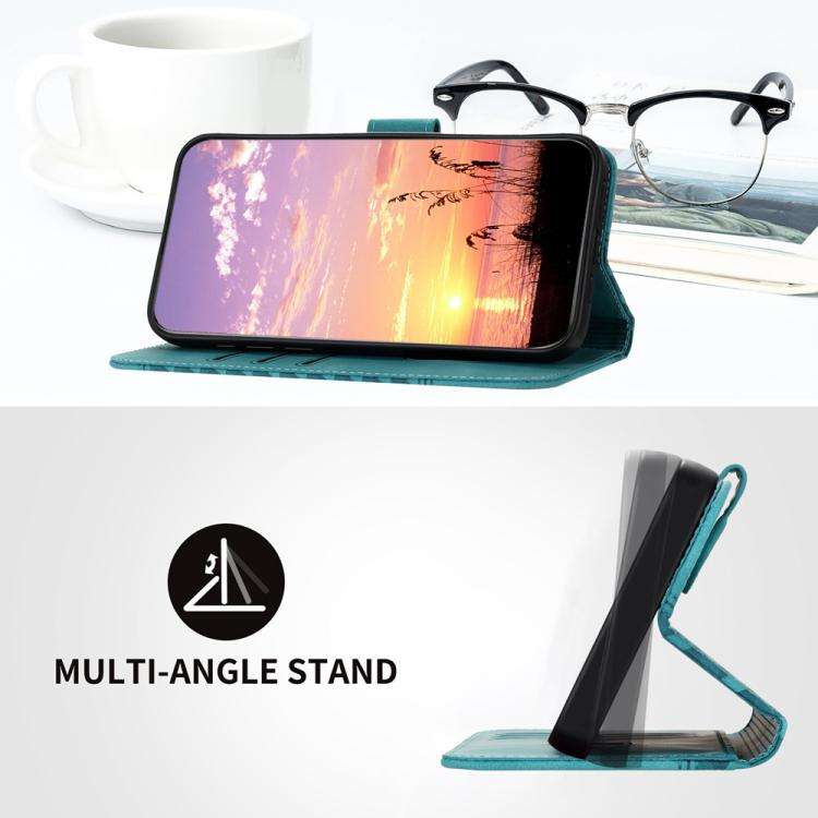 For Tecno Camon 40 Premier Elephant Head Embossed Phone Leather Case with Lanyard(Light Blue)