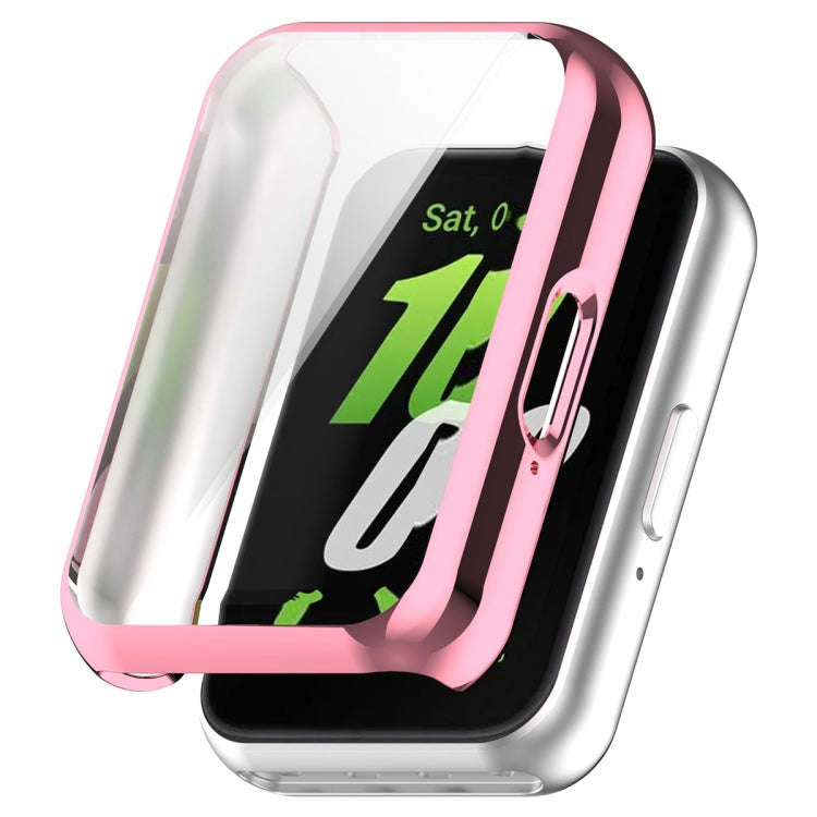 For Samsung Galaxy Fit 3 Full Coverage TPU Electroplated Watch Protective Case(Pink)