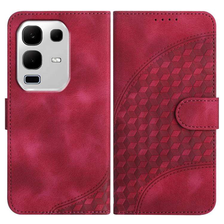 For Infinix Note 50x Elephant Head Embossed Phone Leather Case with Lanyard(Rose Red)