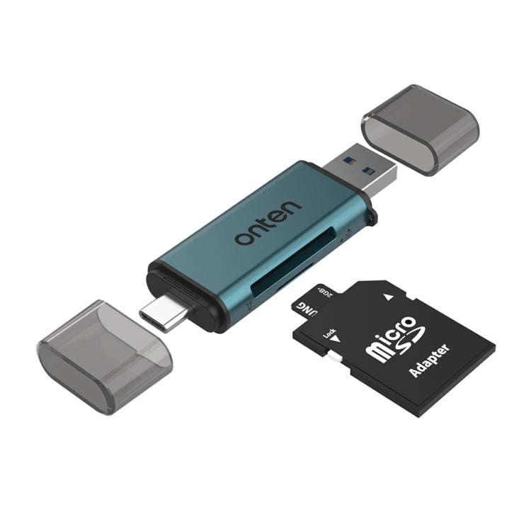 Onten CR532 2 in 1 USB-A / USB-C to SD2.0 / TF2.0 USB Card Reader(Pine Green)