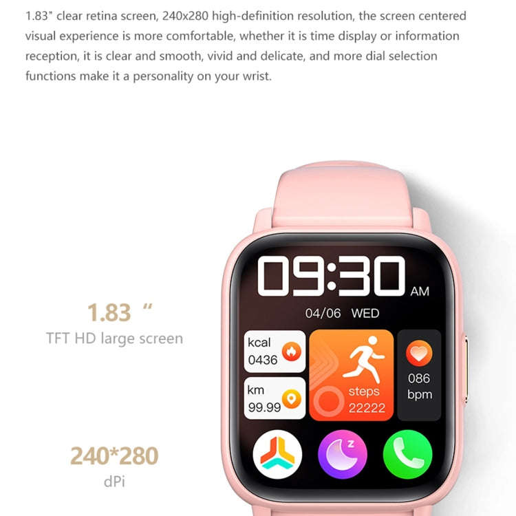 DM60+ 1.83 inch BT5.2 Smart Sport Watch, Support Bluetooth Call / Sleep / Blood Sugar / Blood Oxy...