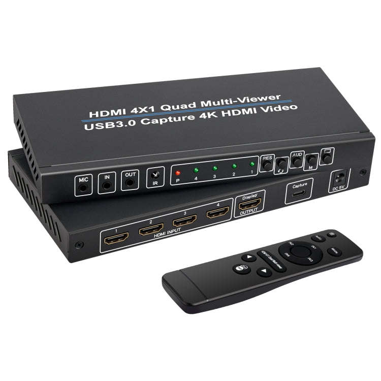 NK-941S 4K HDMI 4x1 Screen Splitter + USB3.0 Video Capture All In One Machine(Black)
