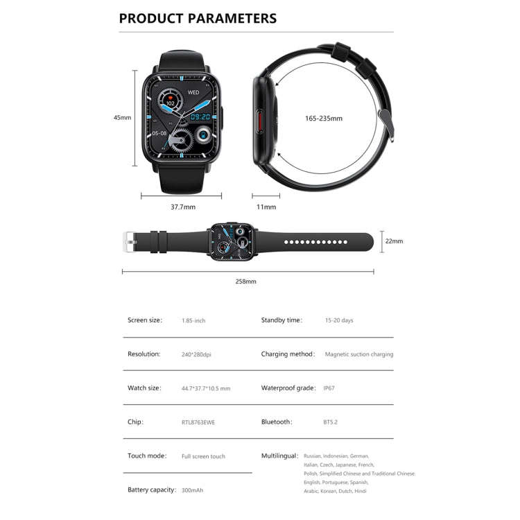 DM05 1.83 inch BT5.2 Smart Sport Watch, Support Sleep / Heart Rate / Blood Oxygen / Temperature /...