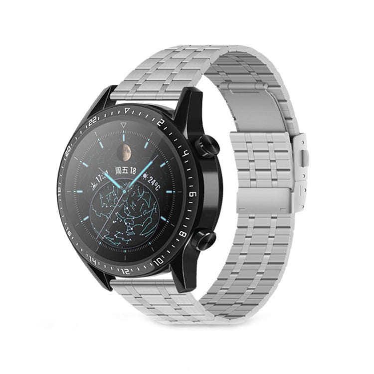 For Huawei Watch GT2 Pro 22mm Five-bead Steel Dual-press Buckle Watch Band(Silver)