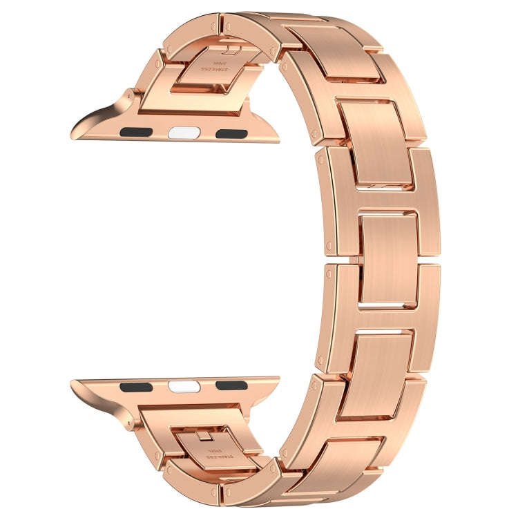 For Apple Watch Ultra 49mm H Slim Stainless Steel Watch Band(Rose Gold)