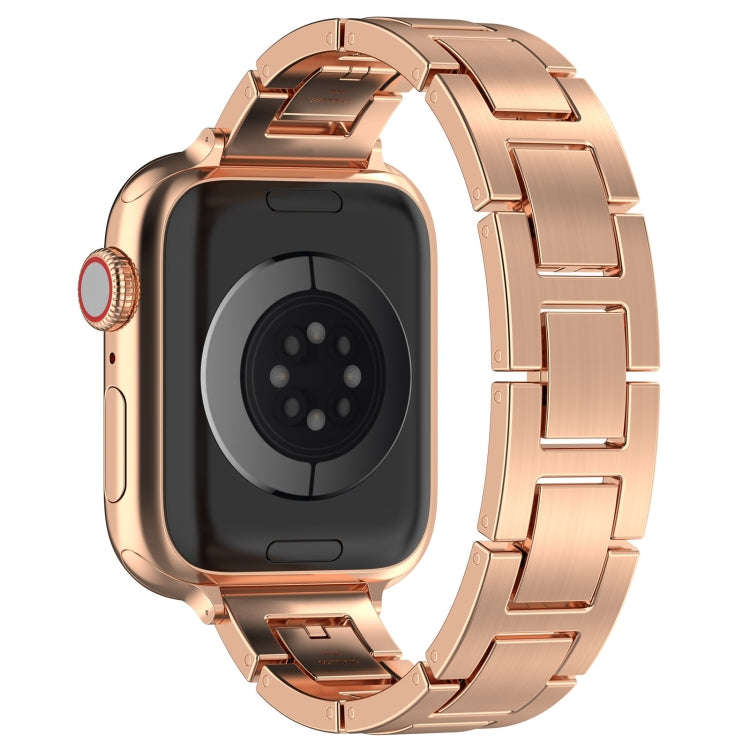 For Apple Watch Ultra 49mm H Slim Stainless Steel Watch Band(Rose Gold)