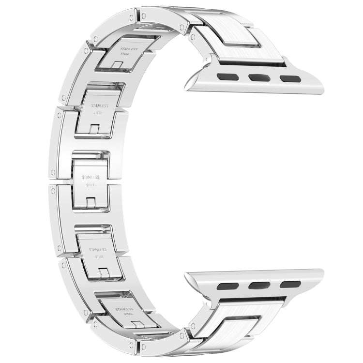 For Apple Watch Ultra 49mm H Slim Stainless Steel Watch Band(Silver)