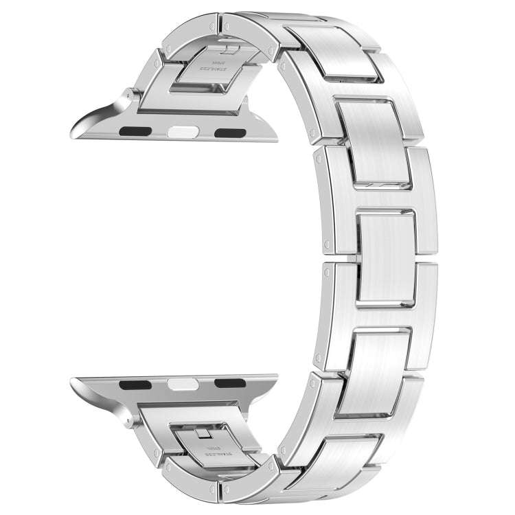 For Apple Watch Ultra 49mm H Slim Stainless Steel Watch Band(Silver)