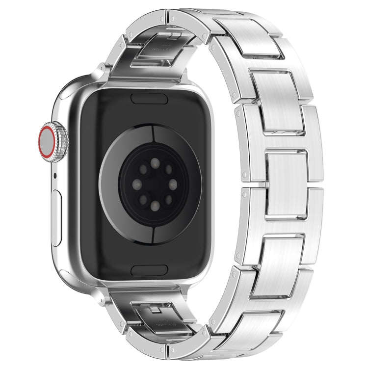 For Apple Watch Ultra 49mm H Slim Stainless Steel Watch Band(Silver)