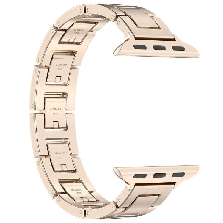 For Apple Watch SE 44mm H Slim Stainless Steel Watch Band(Starlight)