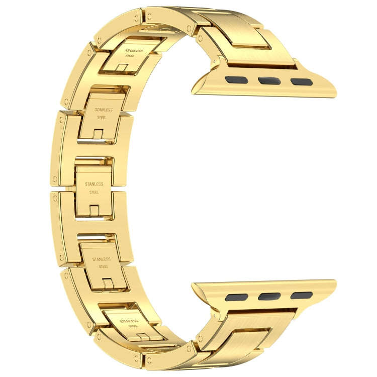 For Apple Watch Series 4 40mm H Slim Stainless Steel Watch Band(Gold)