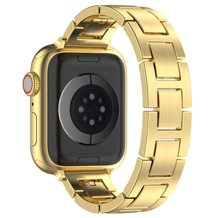 For Apple Watch Series 4 40mm H Slim Stainless Steel Watch Band(Gold)