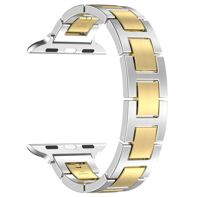 For Apple Watch Series 2 38mm H Slim Stainless Steel Watch Band(Silver Gold)