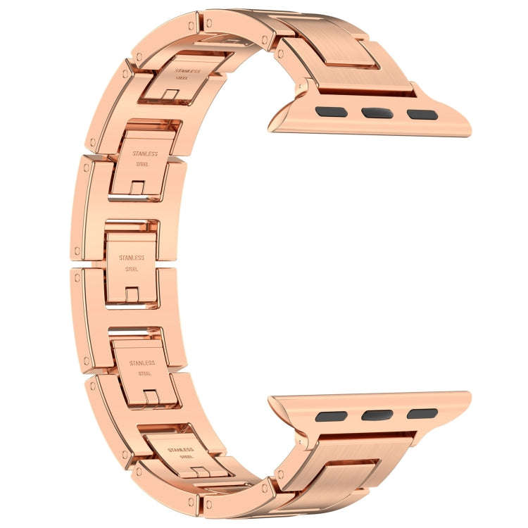 For Apple Watch 38mm H Slim Stainless Steel Watch Band(Rose Gold)