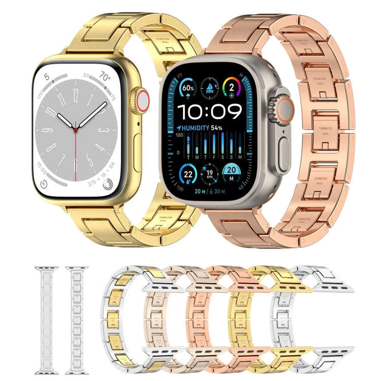 For Apple Watch Ultra 49mm H Slim Stainless Steel Watch Band(Silver)