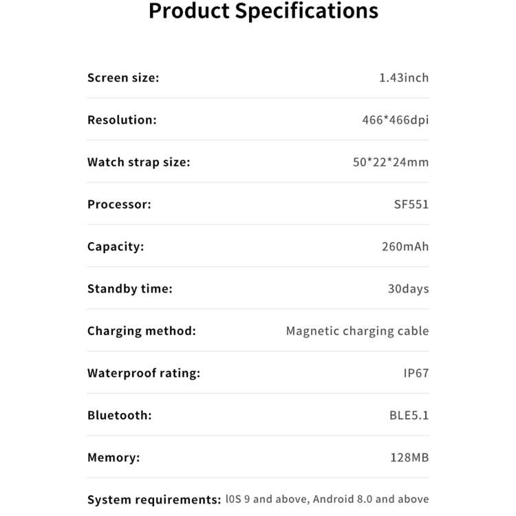 J45 1.43 inch BT5.1 Smart Sport Watch, Support Sleep / Heart Rate / Blood Oxygen / Blood Pressure...