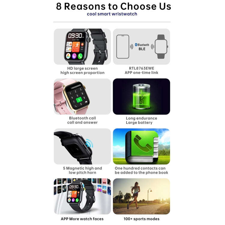 QS08 PRO 1.83 inch BT5.2 Smart Sport Watch, Support Sleep / Heart Rate / Blood Oxygen / Temperatu...