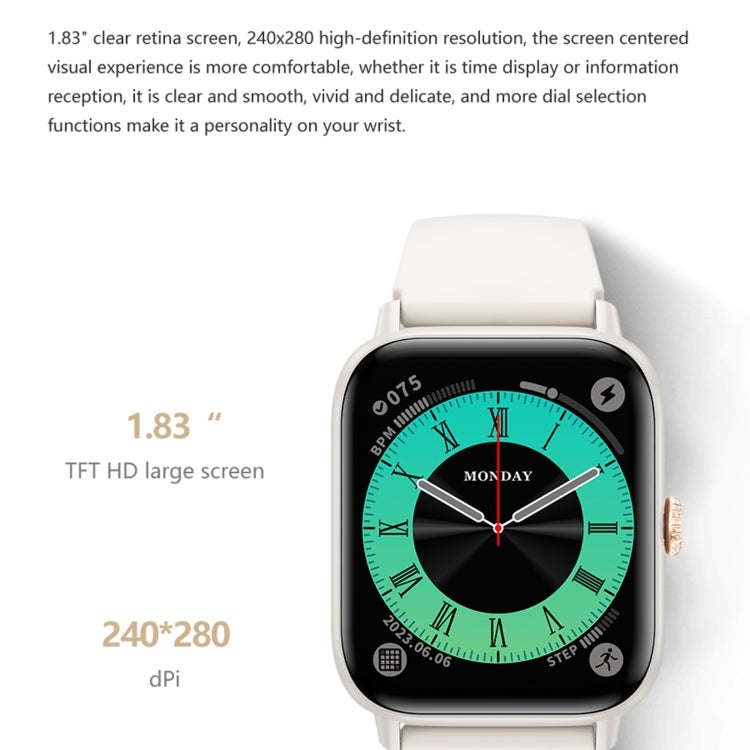 QS13 1.83 inch BT5.2 Smart Sport Watch, Support Bluetooth Call / Sleep / Blood Sugar / Blood Oxyg...