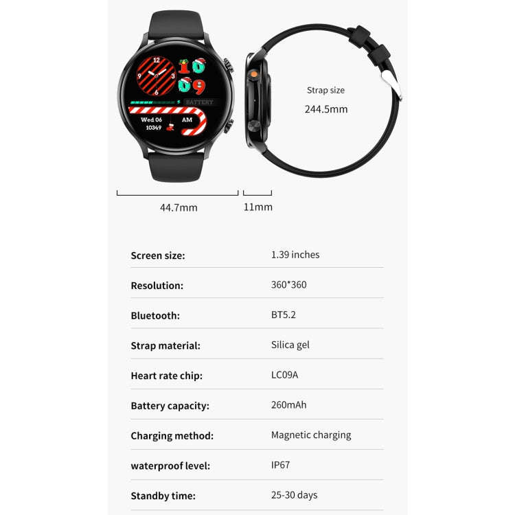 QS40 1.39 inch BT5.2 Smart Sport Watch, Support Bluetooth Call / Sleep / Blood Oxygen / Temperatu...