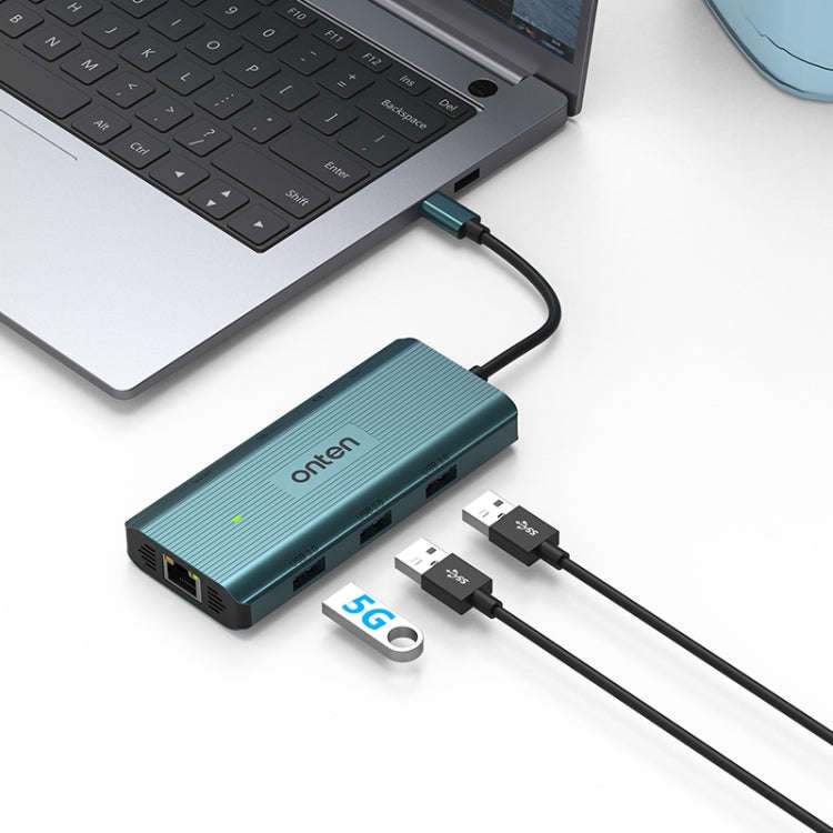 Onten UC961 9 in 1 USB-C / Type-C Multi-function HUB Docking Station(Green)