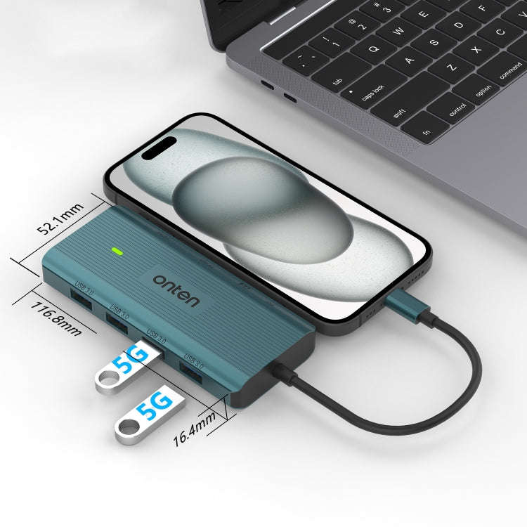 Onten UC962 10 in 1 USB-C / Type-C Multi-function HUB Docking Station(Green)
