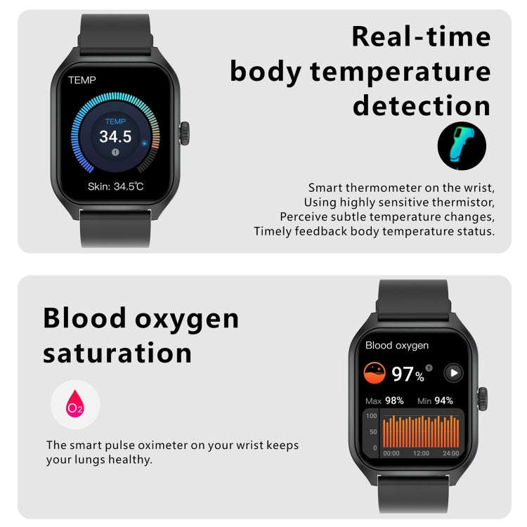 Qx5 1.96 inch BT5.2 Smart Sport Watch, Support Bluetooth Call / Sleep / Blood Oxygen / Temperatur...