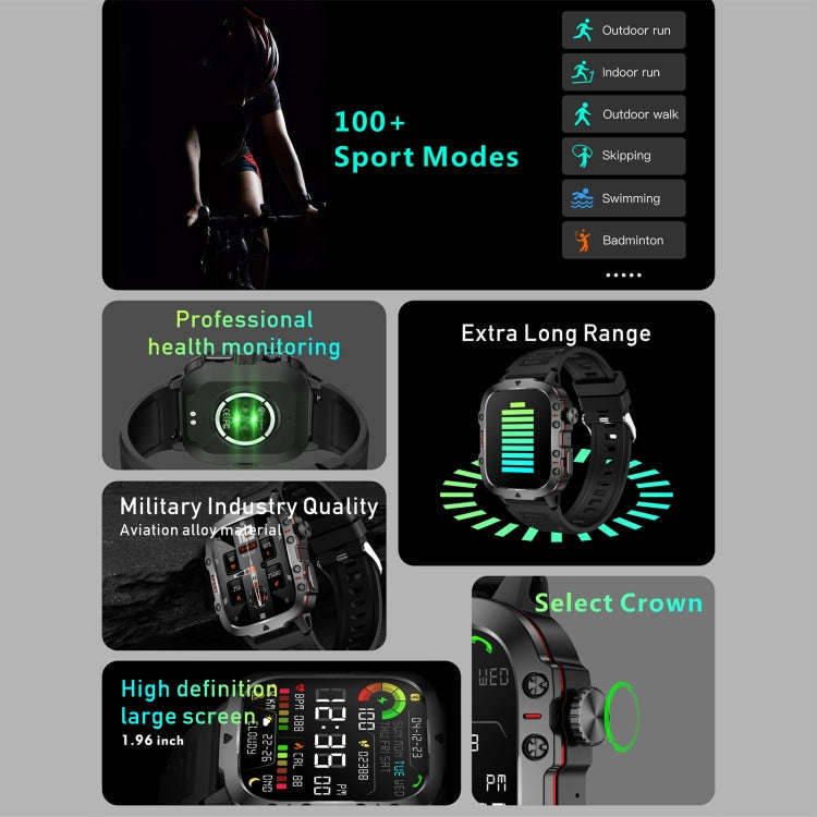 QX11 1.96 inch BT5.2 Smart Sport Watch, Support Bluetooth Call / Sleep / Blood Oxygen / Heart Rat...