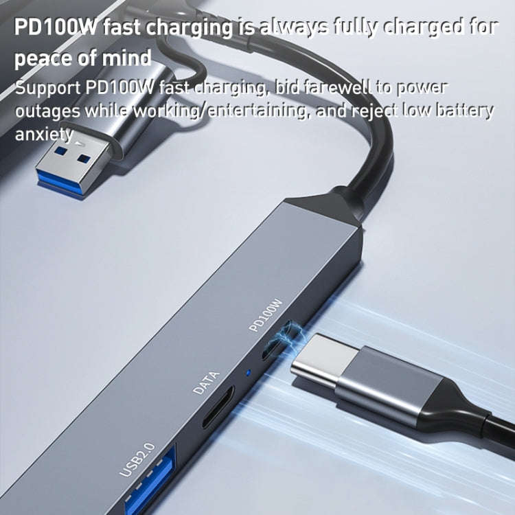 ADS-807D 6 in 1 USB + Type-C to PD100W + USB3.0/2.0 + SD/TF HUB Docking Station(Space Grey)
