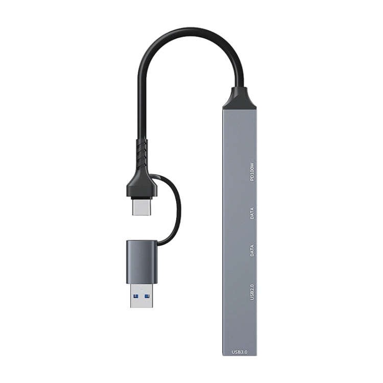 ADS-809D 5 in 1 USB + Type-C to PD100W + USB3.0/2.0 + Type-C HUB Docking Station(Space Grey)