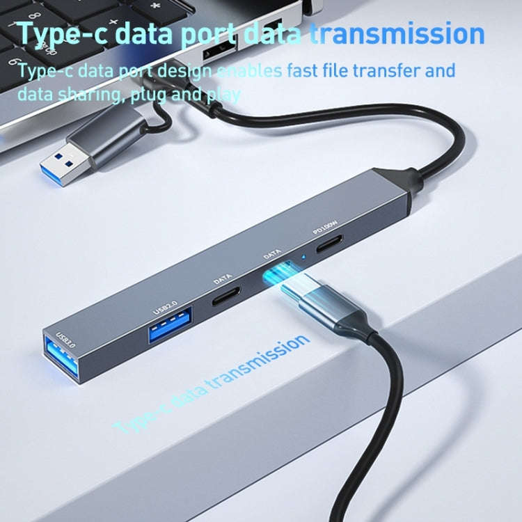 ADS-809D 5 in 1 USB + Type-C to PD100W + USB3.0/2.0 + Type-C HUB Docking Station(Space Grey)