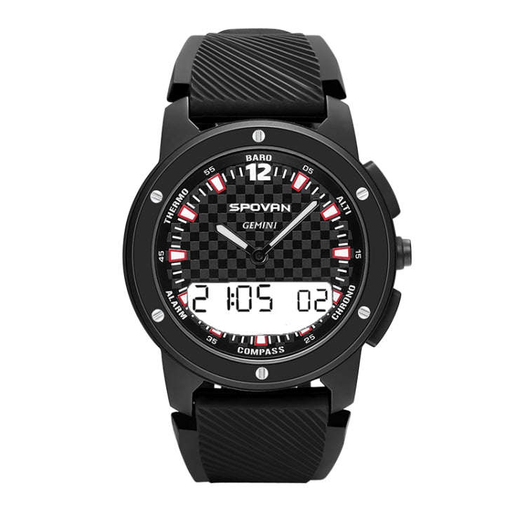SPOVAN Gemini Outdoor Mountaineering Altitude Barometric Waterproof Sports Watch(Black White)