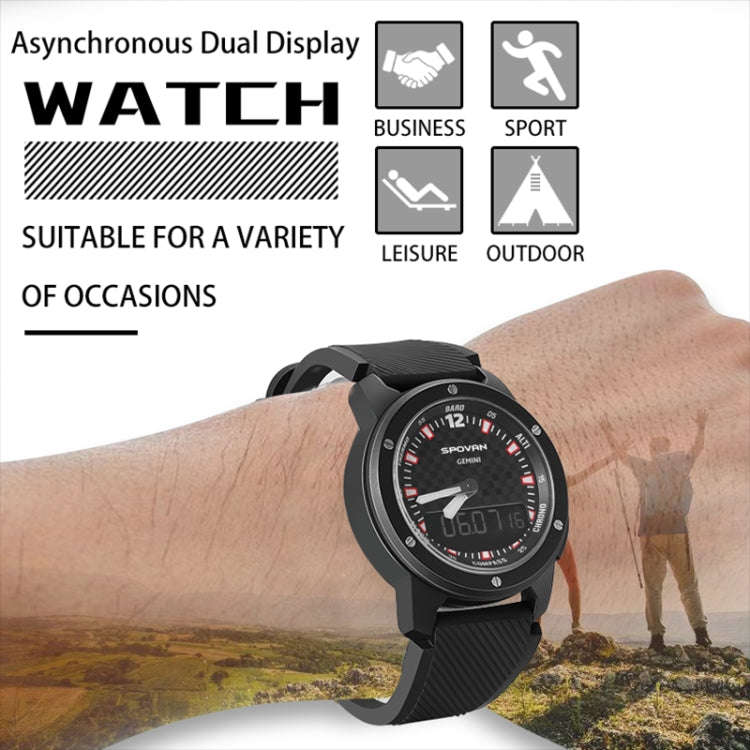 SPOVAN Gemini Outdoor Mountaineering Altitude Barometric Waterproof Sports Watch(Black White)