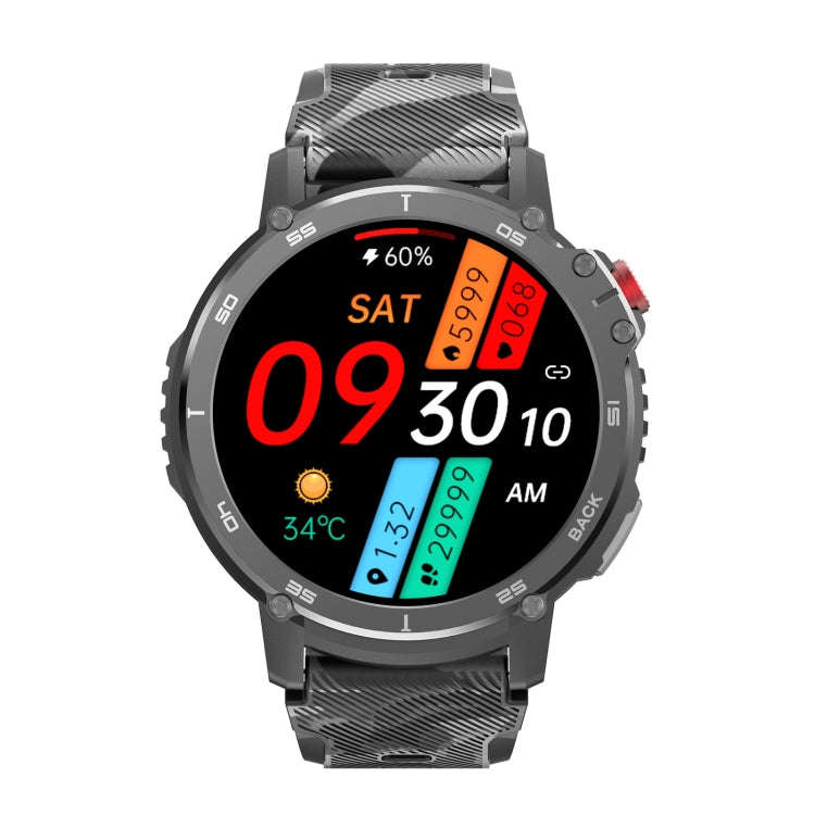 C22 1.6 inch Round Screen Bluetooth Smart Watch, Support Health Monitoring & 24 Sports Modes(Black)