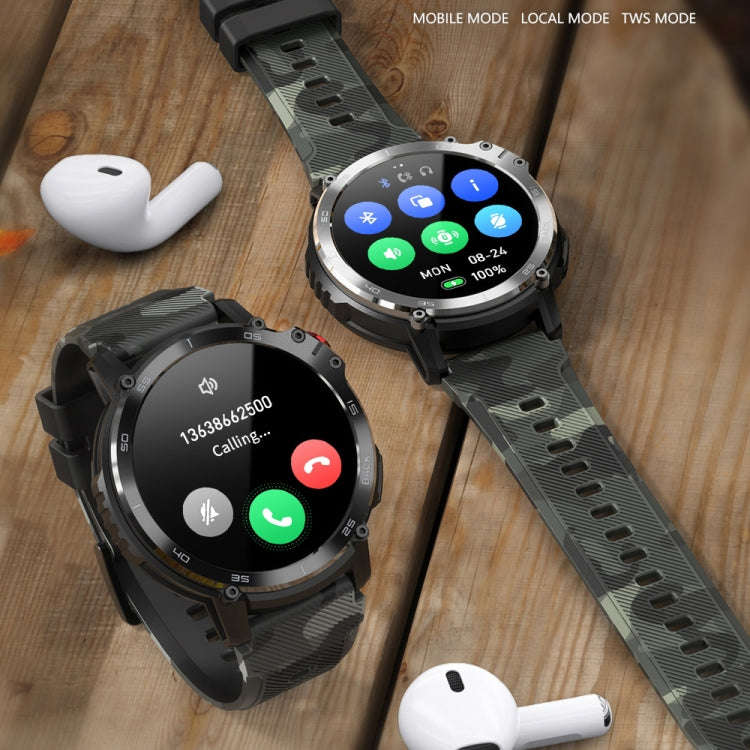 C22 1.6 inch Round Screen Bluetooth Smart Watch, Support Health Monitoring & 24 Sports Modes(Black)