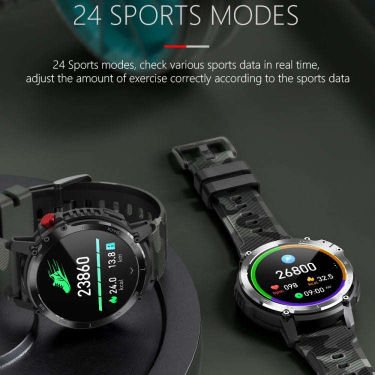 C22 1.6 inch Round Screen Bluetooth Smart Watch, Support Health Monitoring & 24 Sports Modes(Black)