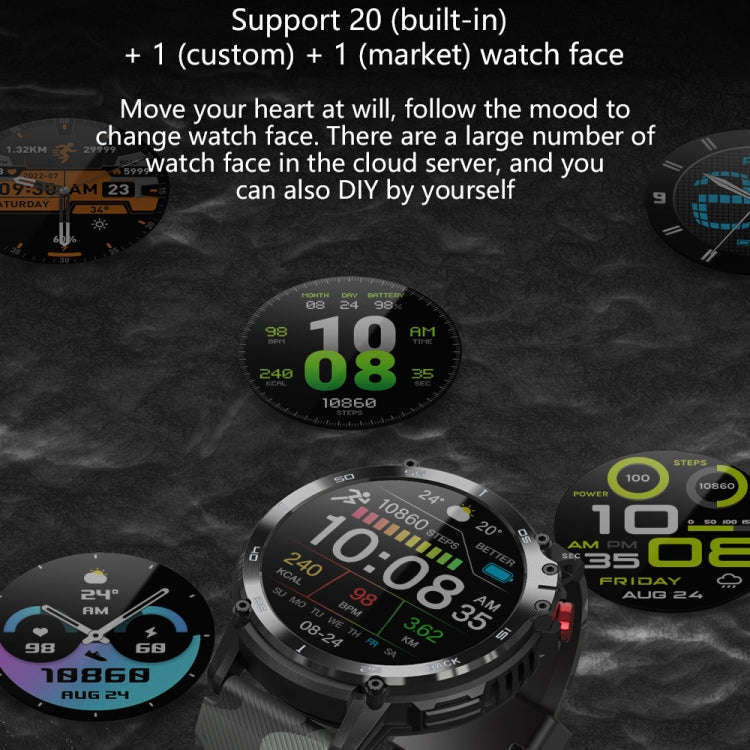 C22 1.6 inch Round Screen Bluetooth Smart Watch, Support Health Monitoring & 24 Sports Modes(Black)