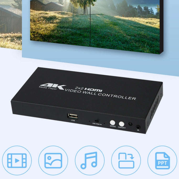 XP03 4K 2x2 HDMI Video Wall Controller Multi-screen Splicing Processor, Style:Playback Version(EU...